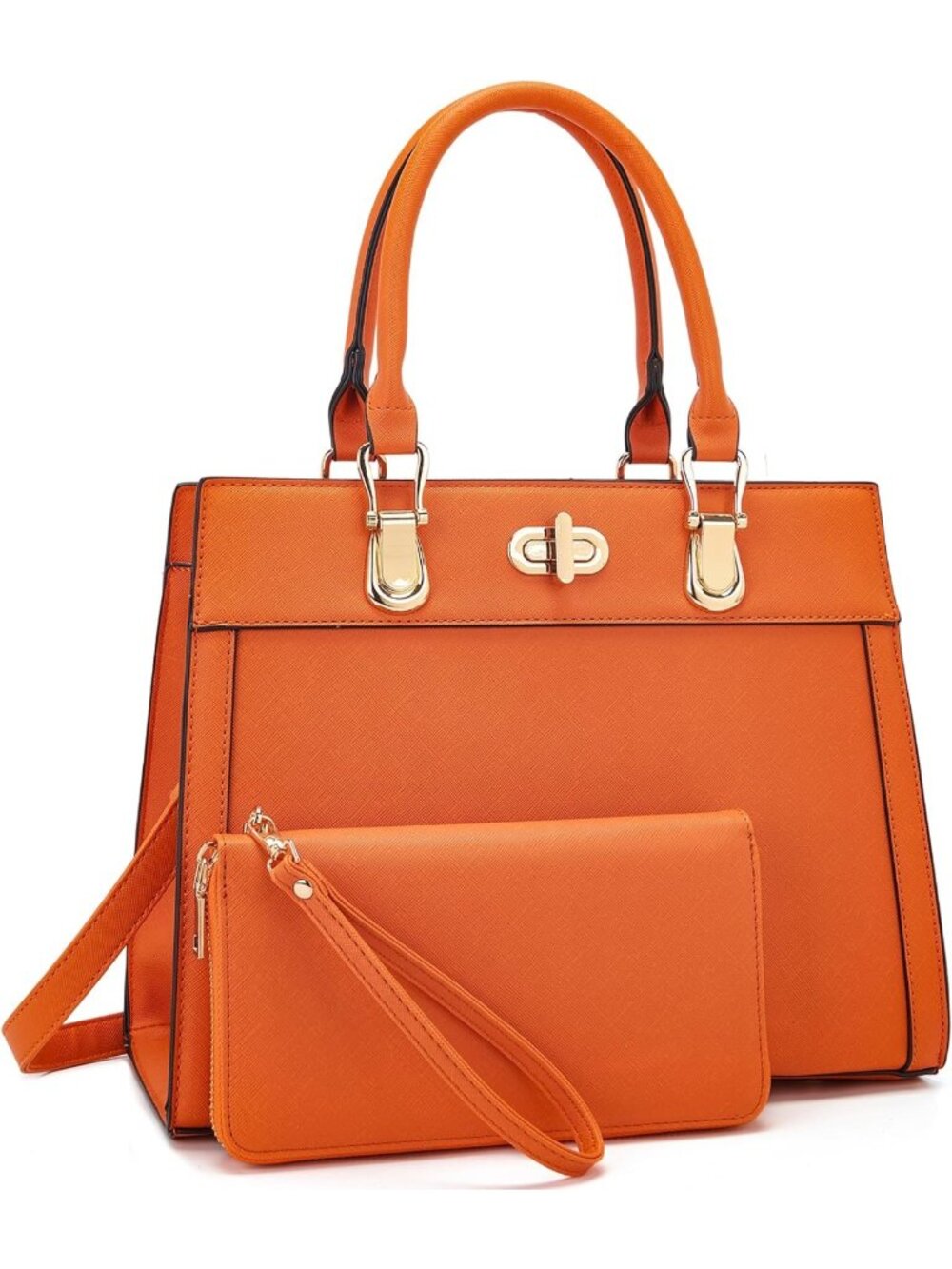 Stylish 2-Piece Purse Set for Women - Satchel Handbag & Matching Wallet Tote Bag